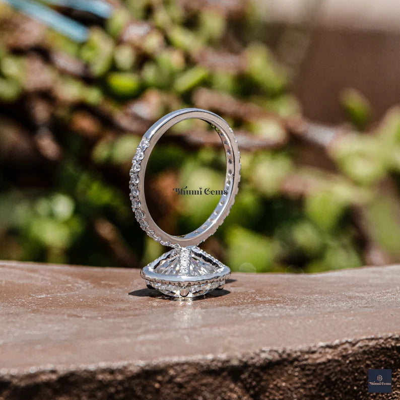 Halo Round Cut Moissanite Engagement Ring - view 4