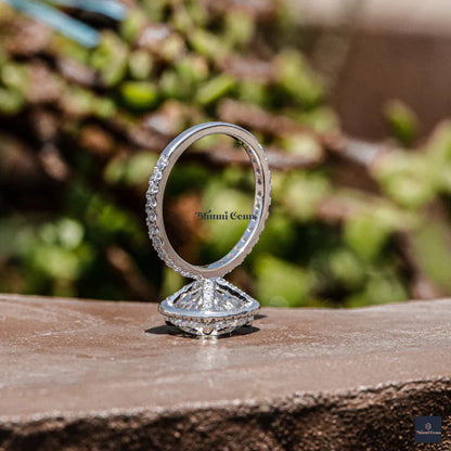 Halo Round Cut Moissanite Engagement Ring - view 4