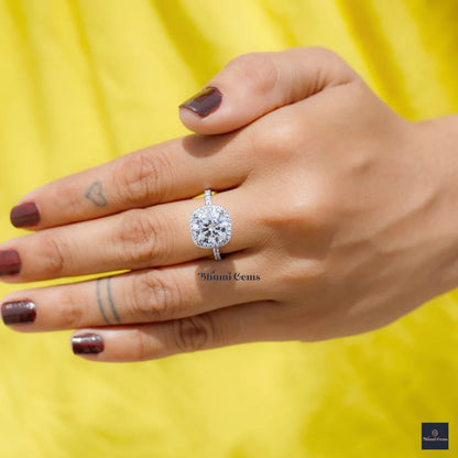 Halo Round Cut Moissanite Engagement Ring - view 2
