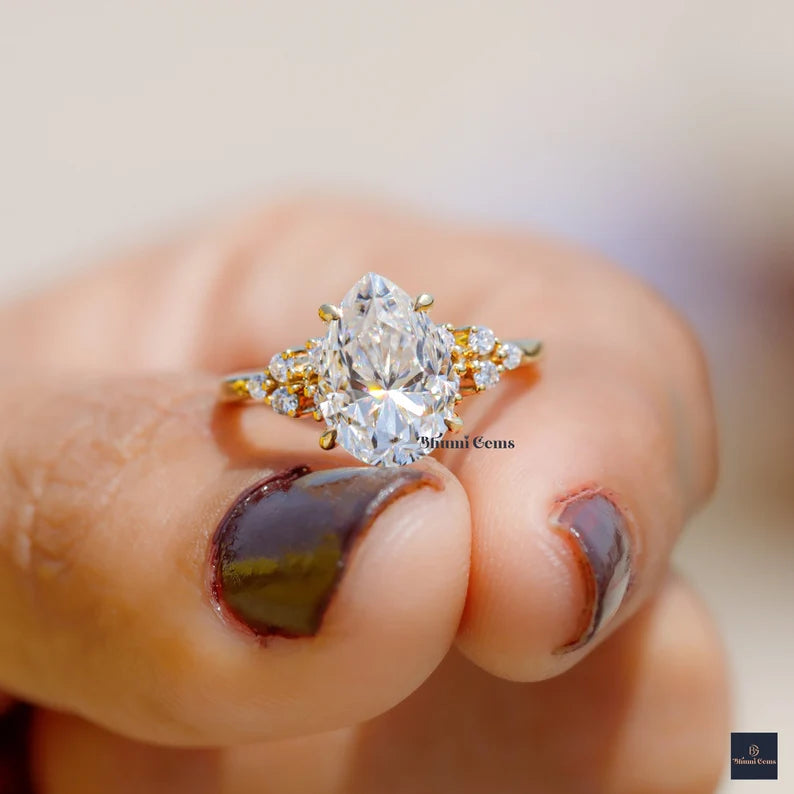 2 CT Pear Shaped Moissanite Engagement Ring - view 3