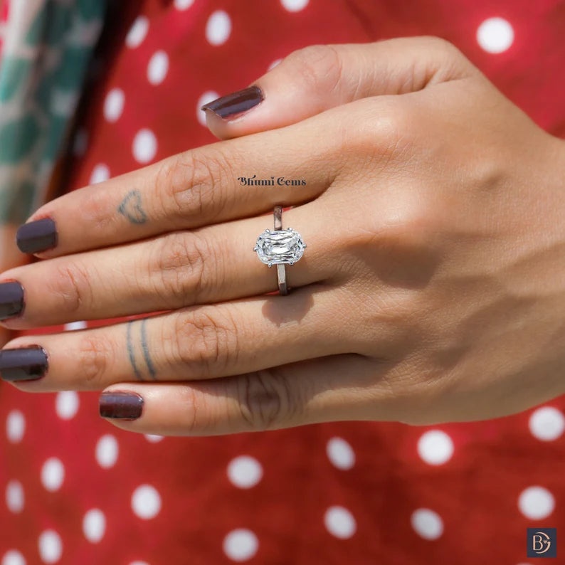 3 CT Cushion Criss Cut Moissanite Engagement Ring - view 5
