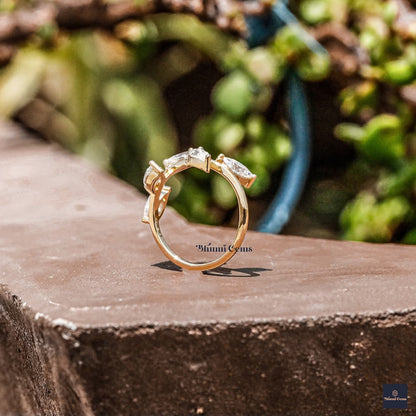 Leaf Style Marquise Moissanite Wedding Band - view 3