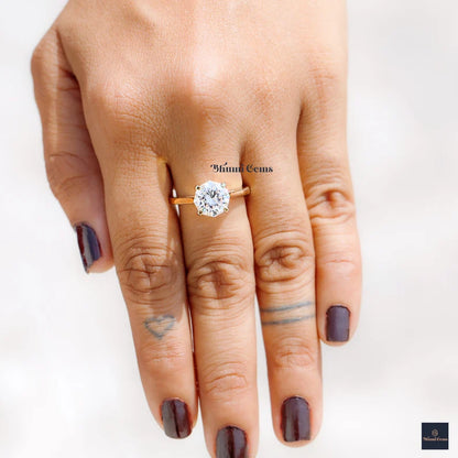 3 CT Octagon Shaped Moissanite Engagement Ring - view 5