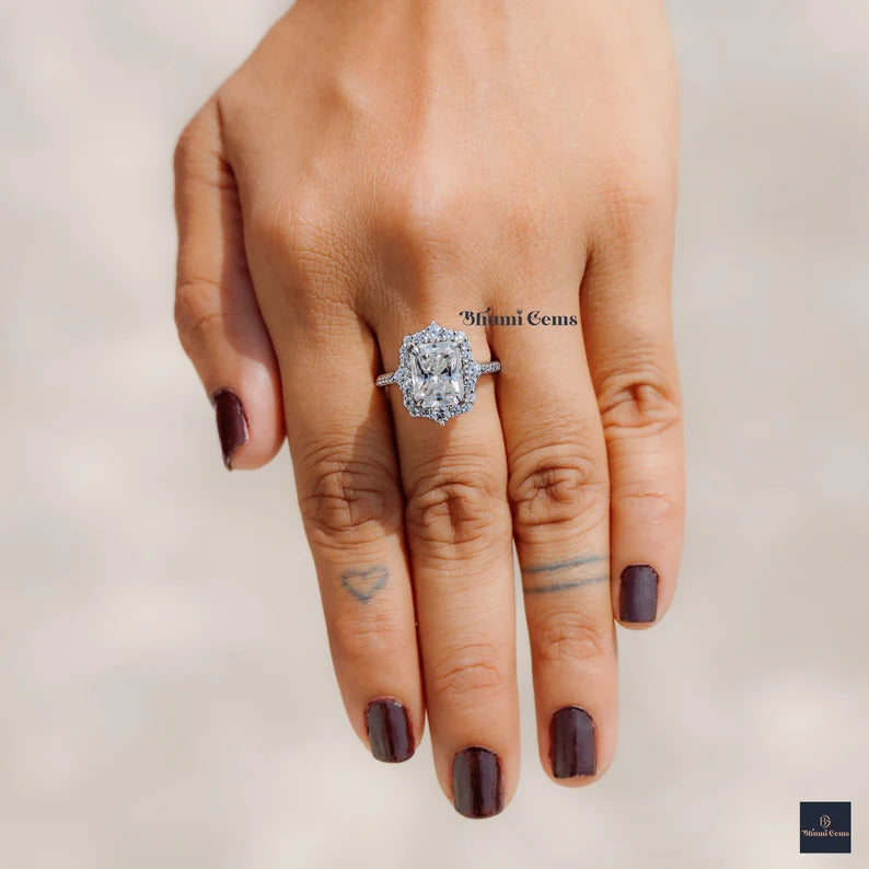 3 CT Radiant Moissanite Ring - view 6
