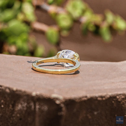 Half Bezel 2 CT Oval Moissanite Engagement Ring - view 5