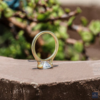 Half Bezel 2 CT Oval Moissanite Engagement Ring - view 3