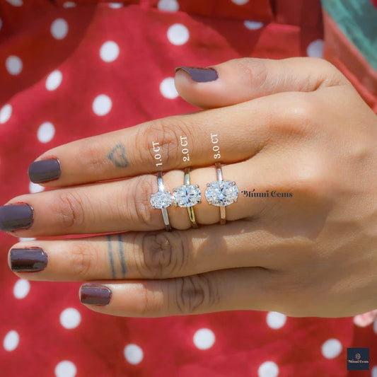 1/2/3 CT Oval Moissanite Ring - view 2