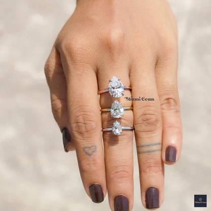 1/2/3 CT Pear Shaped Moissanite Engagement Rings - view 5