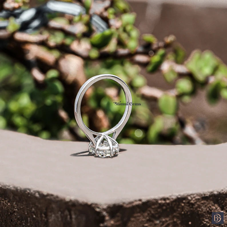 3 CT Cushion Criss Cut Moissanite Engagement Ring - view 4