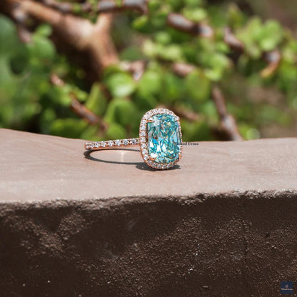 5 CT Elongated Cushion Blue Moissanite Engagement Ring - view 4