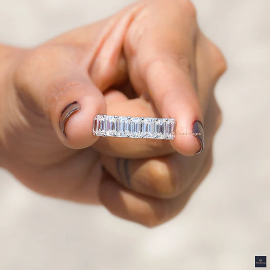 Emerald Cut Moissanite Band - view 2