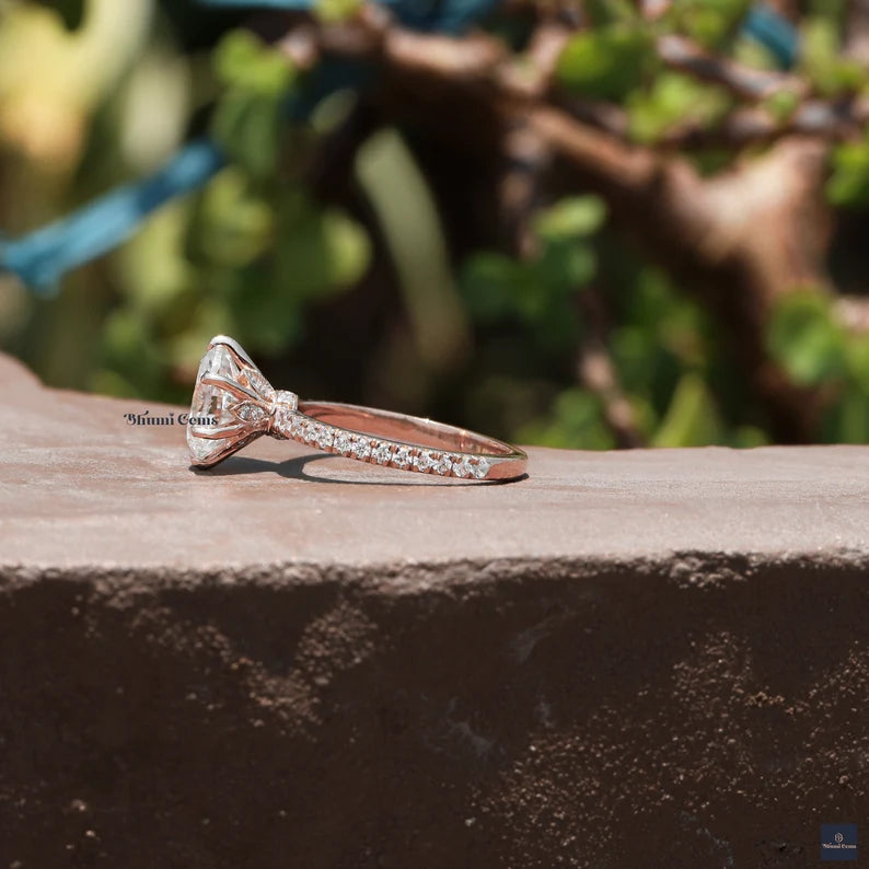 Solitaire Oval Moissanite Engagement Ring - view 4