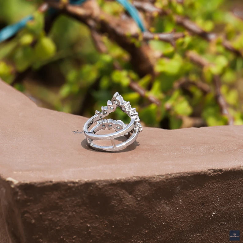 1.30 TCW Round Cut Colorless Moissanite Matching Guard For Any Ring - view 6