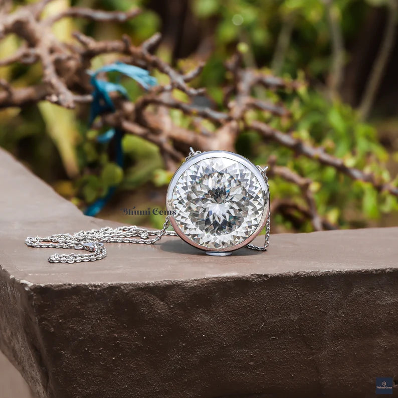 Huge Moissanite Pendant for Wedding 100 CT Portuguese Cut