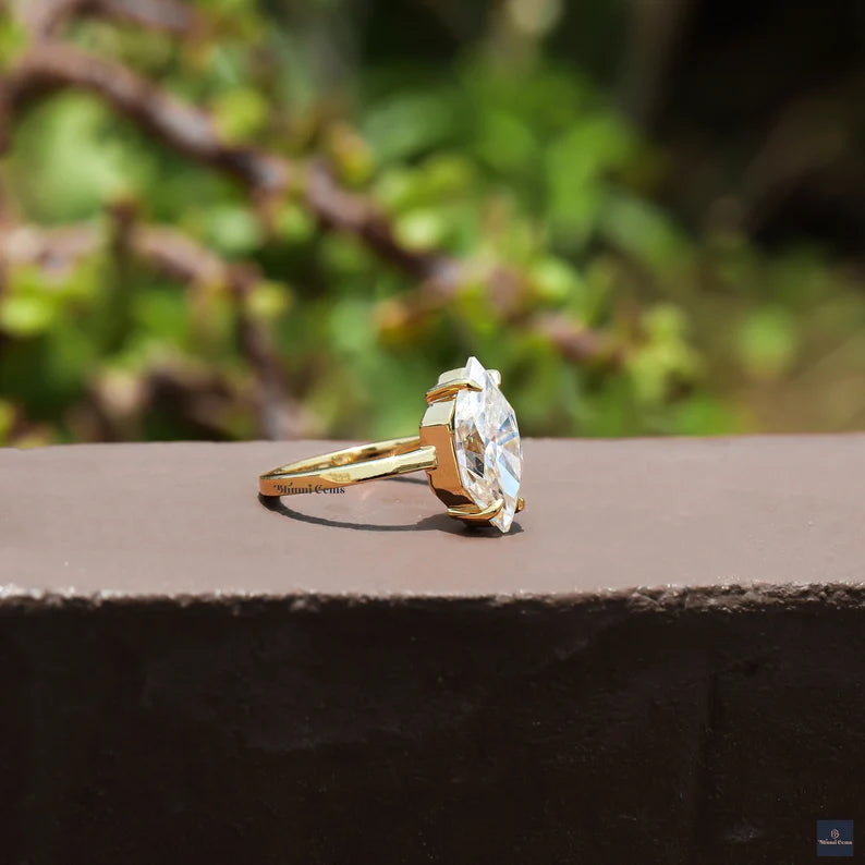 3 CT Dutch Marquise Cut Moissanite Ring - view 4