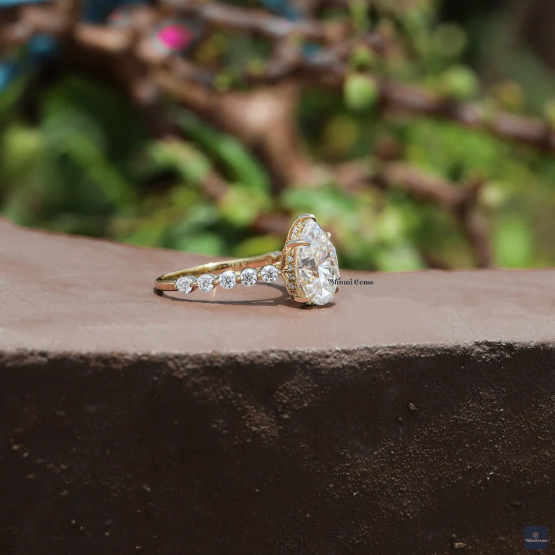 3 CT Pear Shaped Moissanite Engagement Ring - view 2