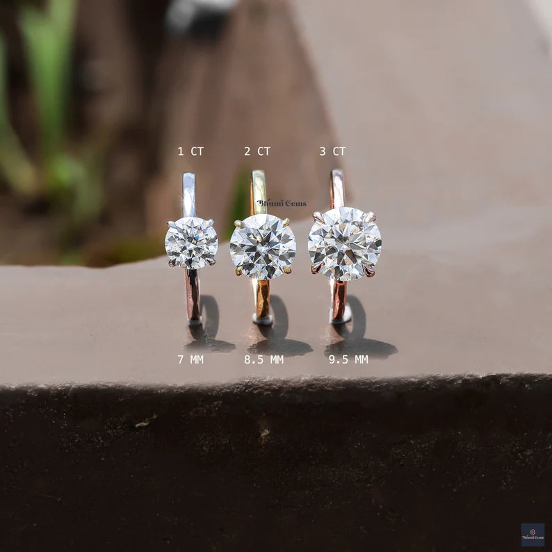 1/2/3 CT Moissanite Round Engagement Ring - view 1