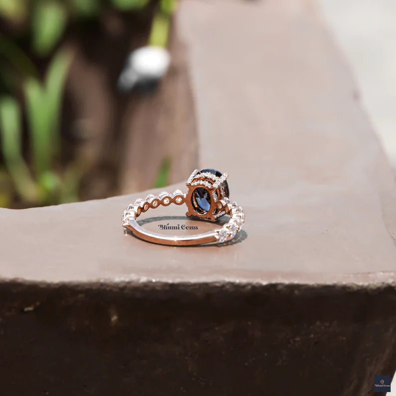 Antique Vintage Style 3 CT Oval Cut Grey Moissanite Engagement Ring - view 4