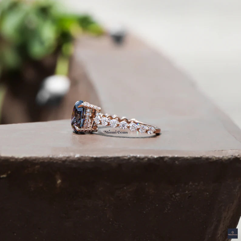 Antique Vintage Style 3 CT Oval Cut Grey Moissanite Engagement Ring - view 5