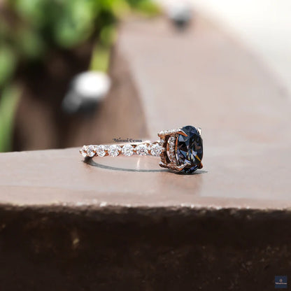 Antique Vintage Style 3 CT Oval Cut Grey Moissanite Engagement Ring - view 3