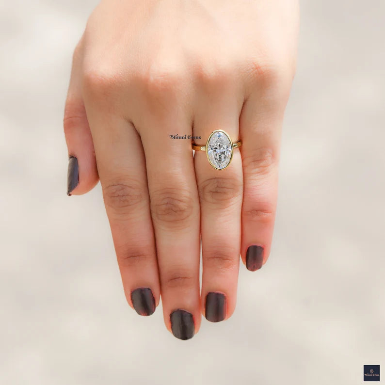 5 CT Elongated Moval, Oval Moissanite Engagement Ring - view 2