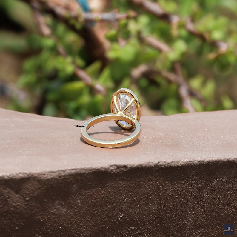 5 CT Elongated Moval, Oval Moissanite Engagement Ring - view 5