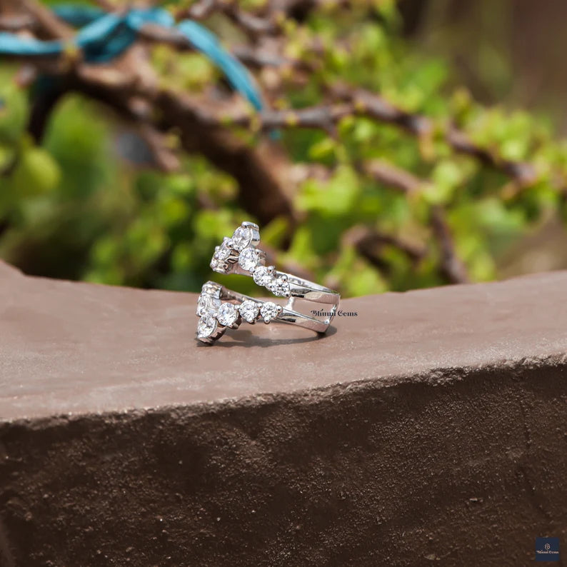 1.30 TCW Round Cut Colorless Moissanite Matching Guard For Any Ring - view 4
