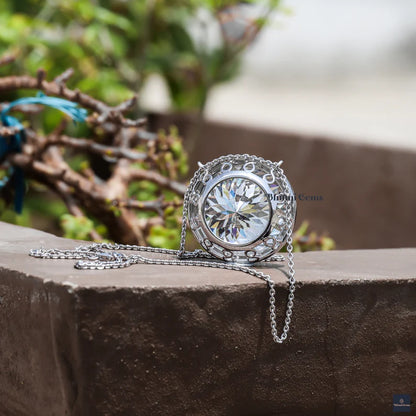 Huge Moissanite Pendant for Wedding 100 CT Portuguese Cut Engagement Pendant with Chain Bezel Set Pendant - view 4