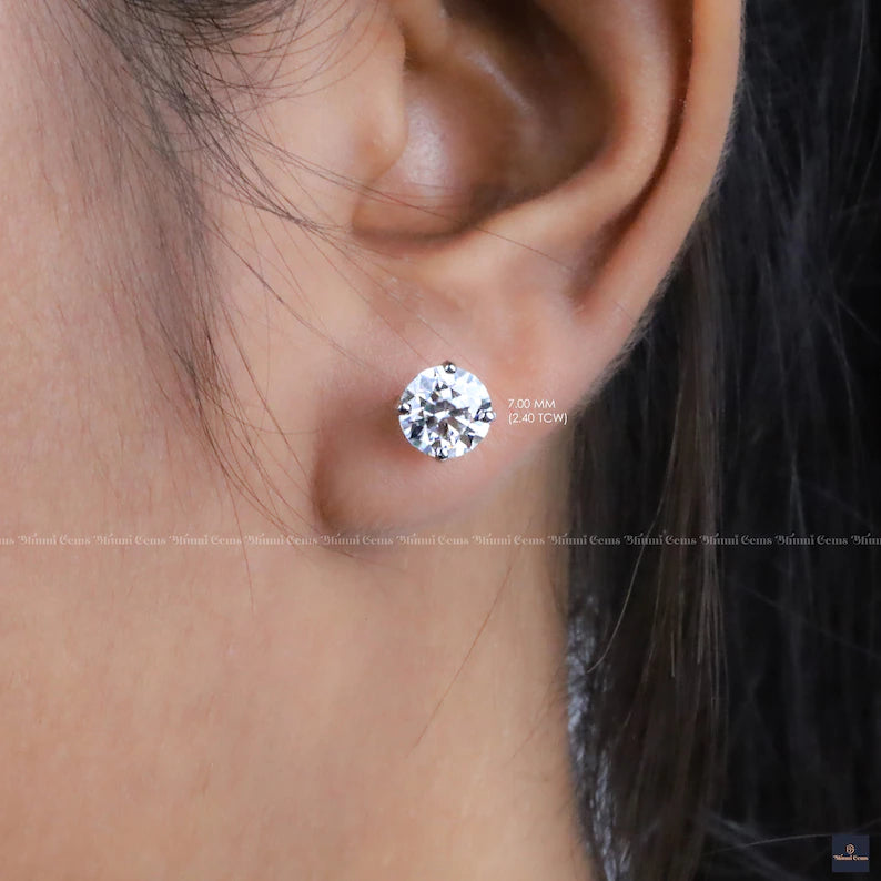 Round Moissanite Stud Earrings - view 5
