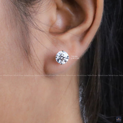 Round Moissanite Stud Earrings - view 5