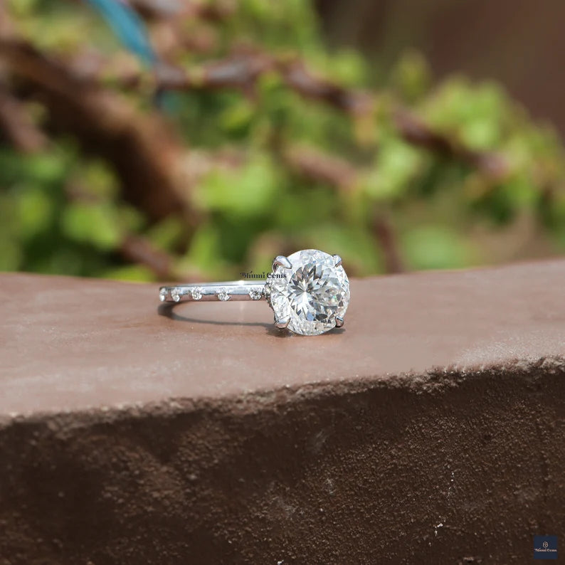3 CT Portuguese Cut Colorless Moissanite Ring - view 4