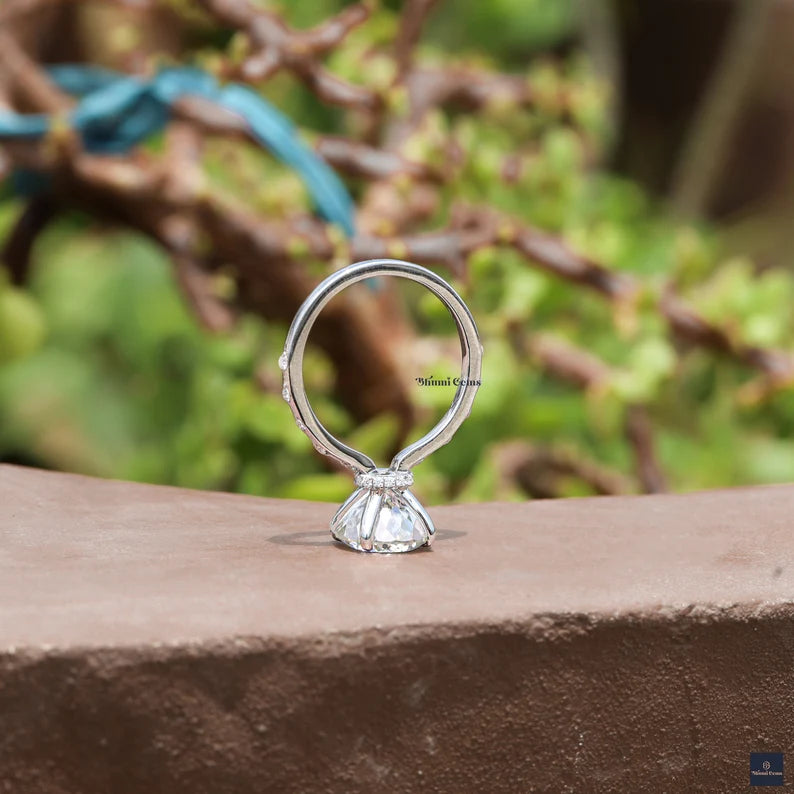 3 CT Portuguese Cut Colorless Moissanite Ring - view 3