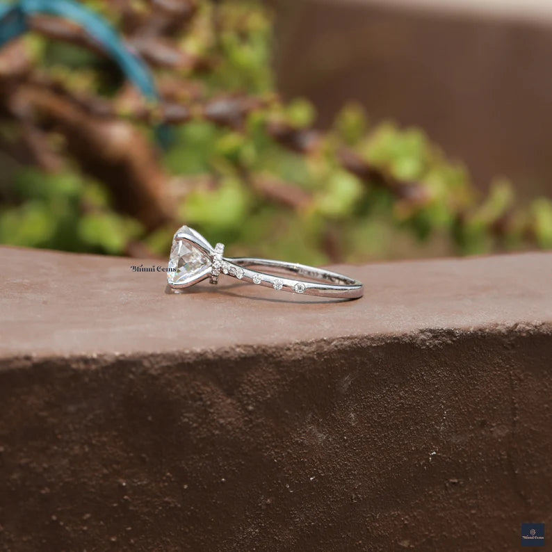 3 CT Portuguese Cut Colorless Moissanite Ring - view 2