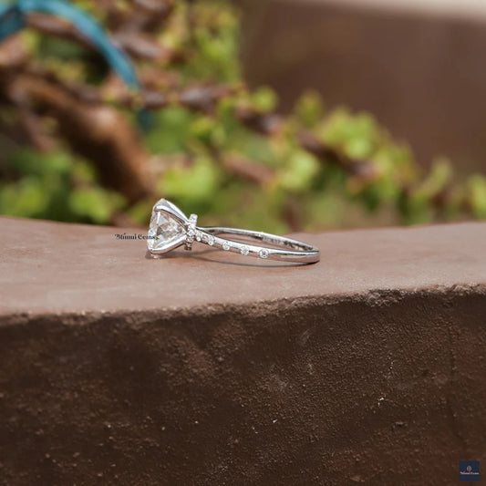 3 CT Portuguese Cut Colorless Moissanite Ring - view 2