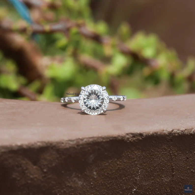 3 CT Portuguese Cut Moissanite Solitaire Ring - Anniversary Gift
