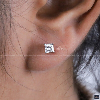 Moissanite Stud Earrings Princess Cut Earrings - view 3