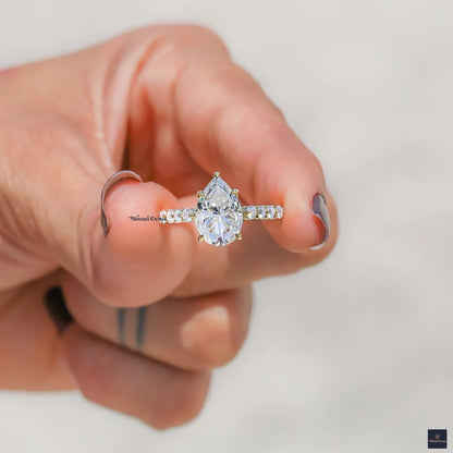 3 CT Pear Shaped Moissanite Engagement Ring - view 3