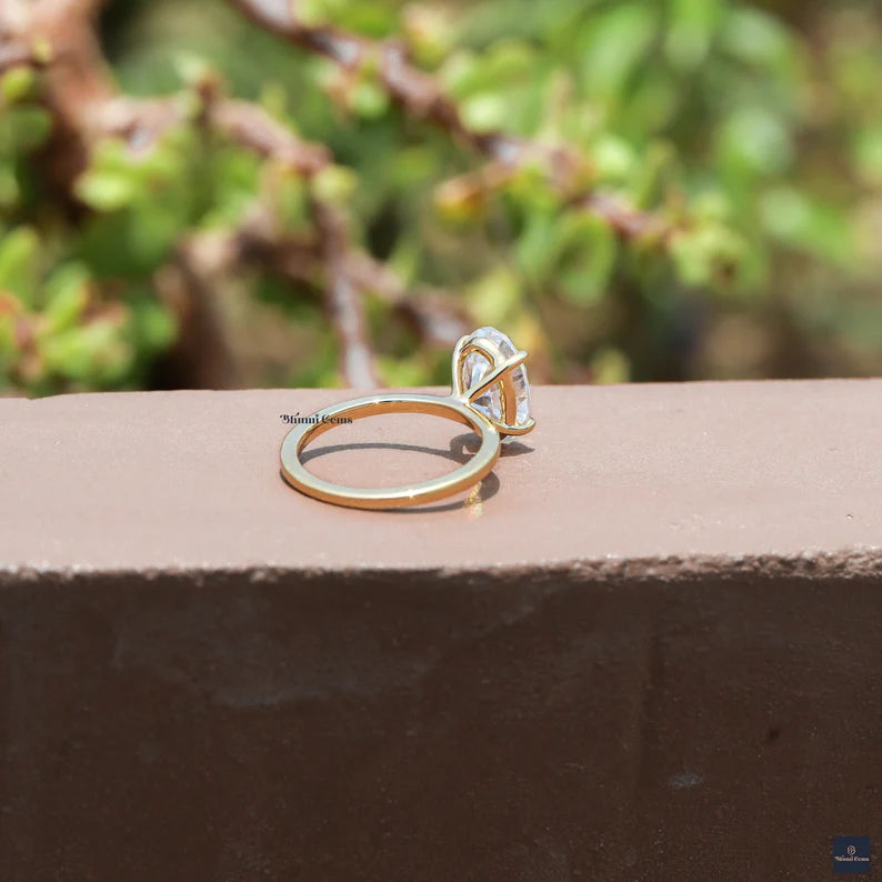 3 CT Elongated Oval Moissanite Solitaire Ring - view 4