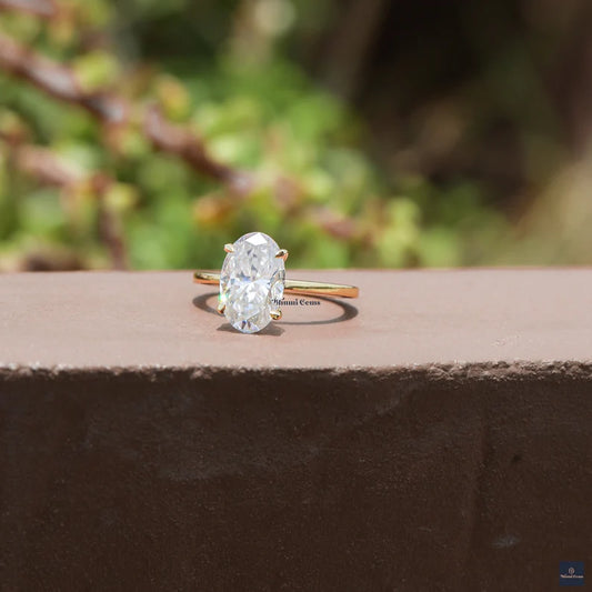 3 CT Elongated Oval Moissanite Solitaire Ring - view 2