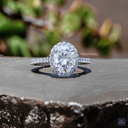 2 CT Oval Halo Pave Engagement Ring