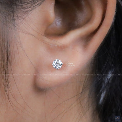 Round Moissanite Stud Earrings - view 2