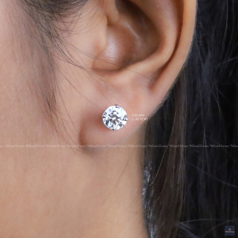 Round Moissanite Stud Earrings - view 4