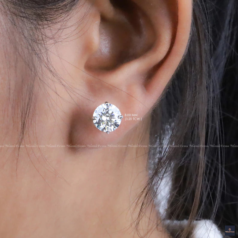 Round Moissanite Stud Earrings - view 6