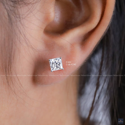 Moissanite Stud Earrings Princess Cut Earrings - view 6