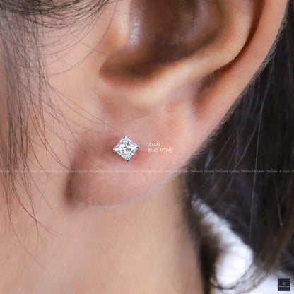 Moissanite Stud Earrings Princess Cut Earrings - view 2