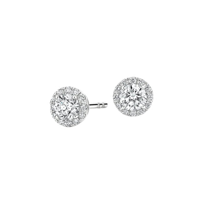 Halo 1 TCW Round Cut Lab Grown Diamond Earring 4-Prong Stud Diamond Earrings - view 1