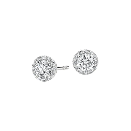 Halo 1 TCW Round Cut Lab Grown Diamond Earring 4-Prong Stud Diamond Earrings - view 1