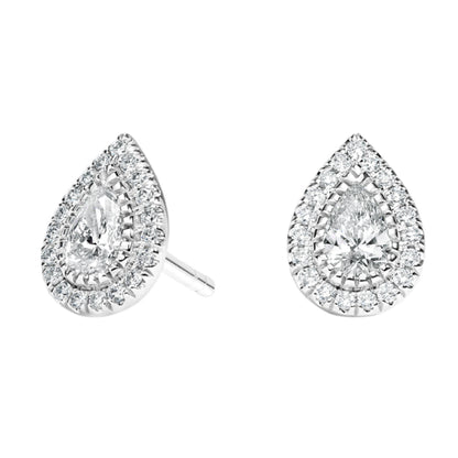 1.5 TCW Pear Cut Lab Grown Diamond Earring Bezel Halo Stud Diamond Earring - view 1