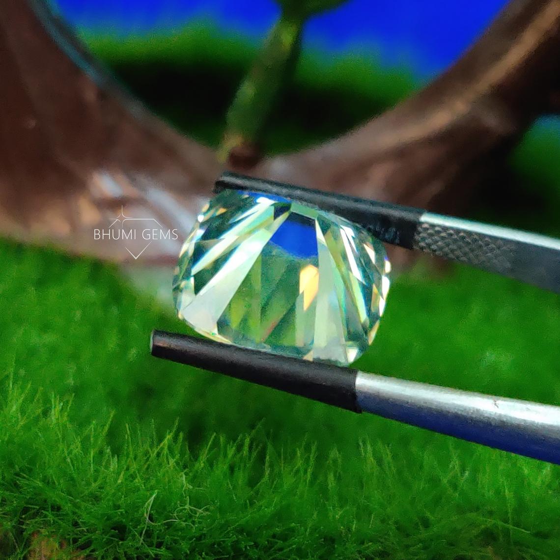 Light Blue Antique Cushion Cut Loose Moissanite Diamond Gemstone Engagement Wedding Bridal Ring - view 6