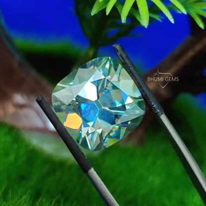 Light Blue Antique Cushion Cut Loose Moissanite Diamond Gemstone Engagement Wedding Bridal Ring - view 5